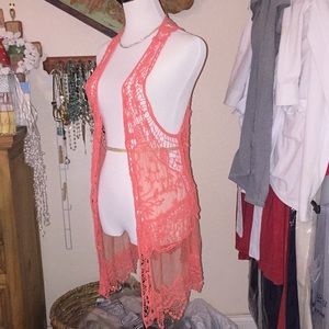 Lace and crocheted vest